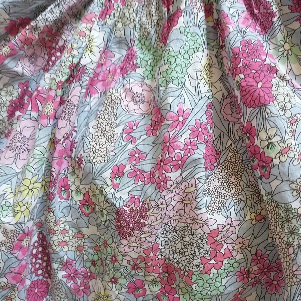 Jacadi Paris Skirt Girls 4A 104 Multicolor Floral Lined Cotton Flare A Line